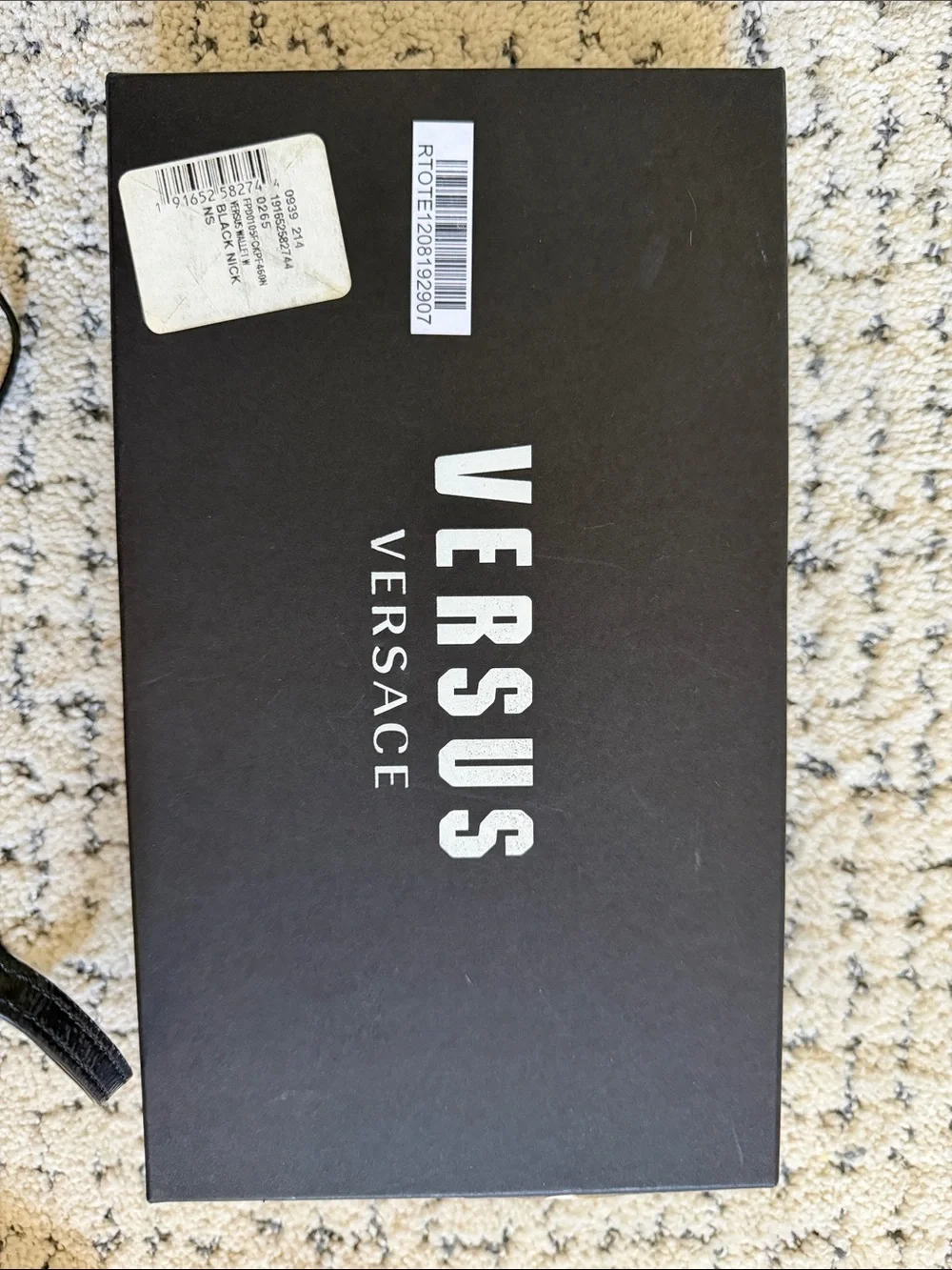 Versus Versace Black Leather Key & Card Holder with Silver Safety Pin